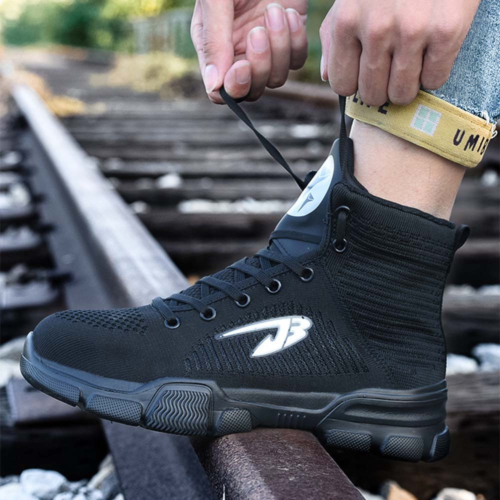 Men's anti-smash and anti-puncture high-top safety shoes