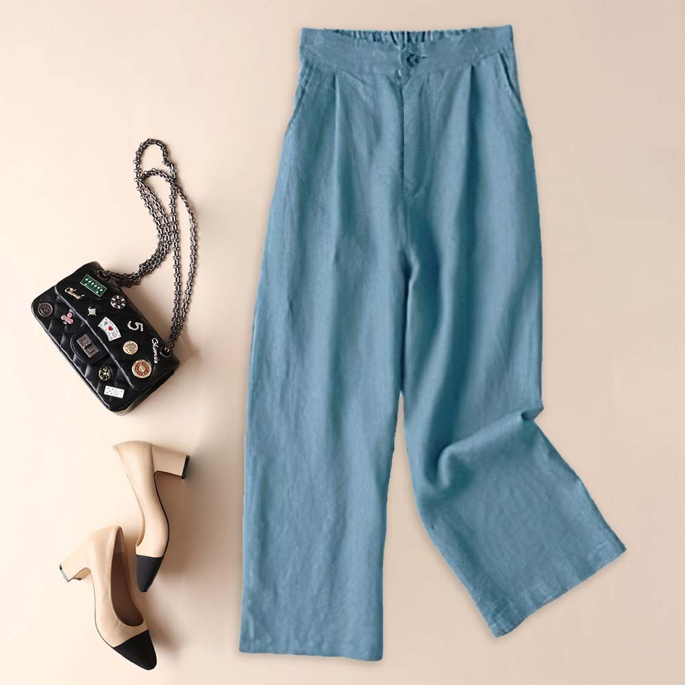 2024 pantalones anchos de algodón y lino transpirables de primavera y verano