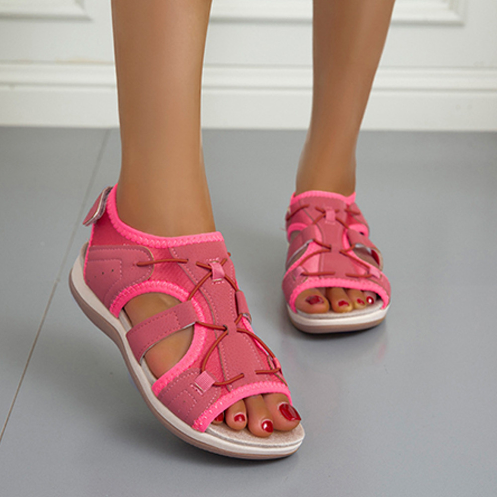 Sandalias de suela suave elásticas de color liso para mujer