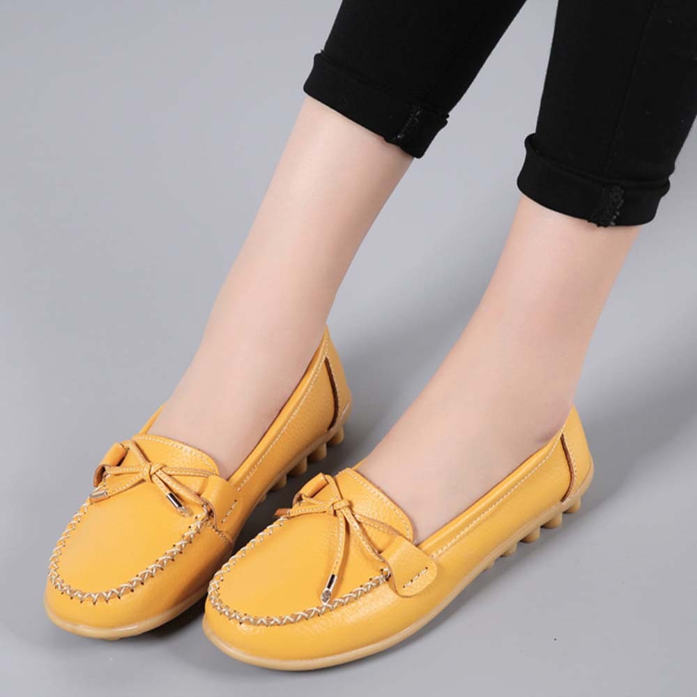 Mocasines de cuero con suela suave y transpirable para mujer Zapatos casuales