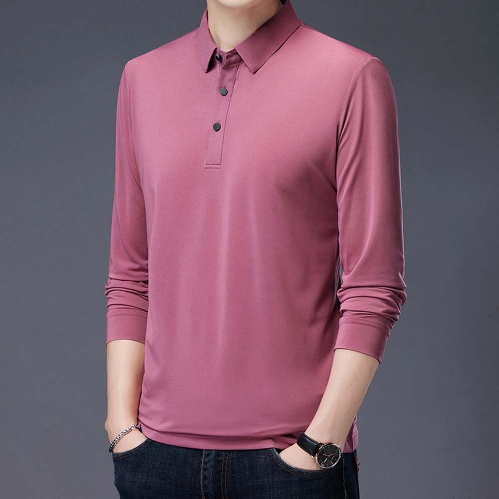 2024 nueva camiseta de manga larga con solapa para hombre