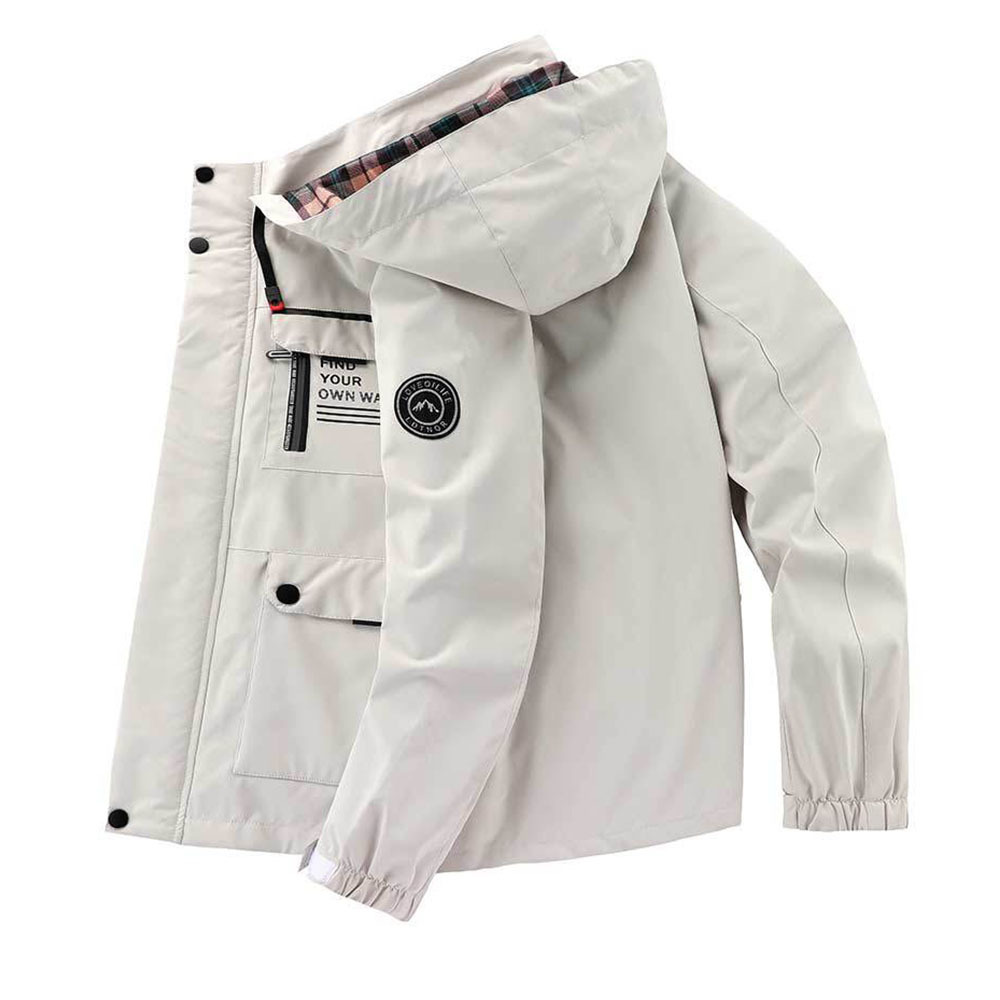 Olivoslindo Chaqueta de hombre de media longitud con capucha para primavera y otoño