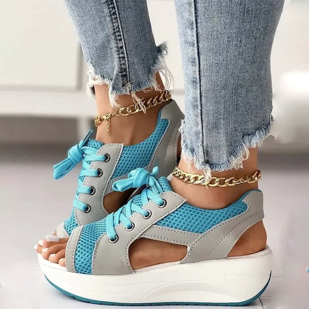 Sandalias deportivas transpirables de malla hueca para mujer