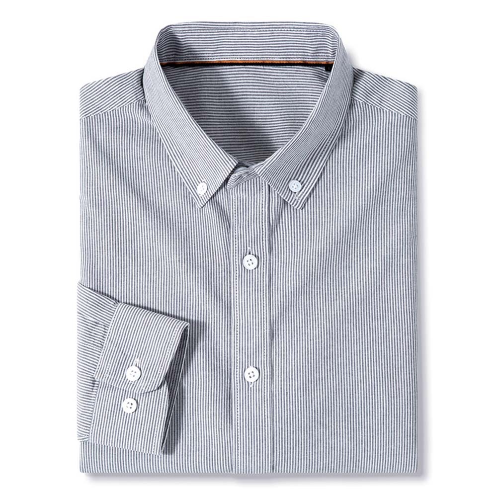 Smiledeer Men's comfortable cotton lapel striped long-sleeve shirt
