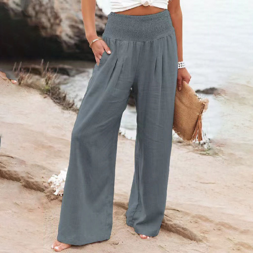 Summer new women's cotton and linen casual loose wide-leg pants
