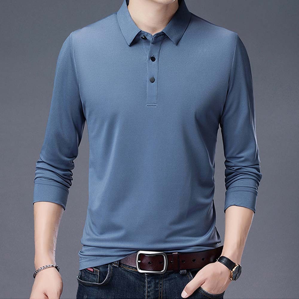 2024 nueva camiseta de manga larga con solapa para hombre