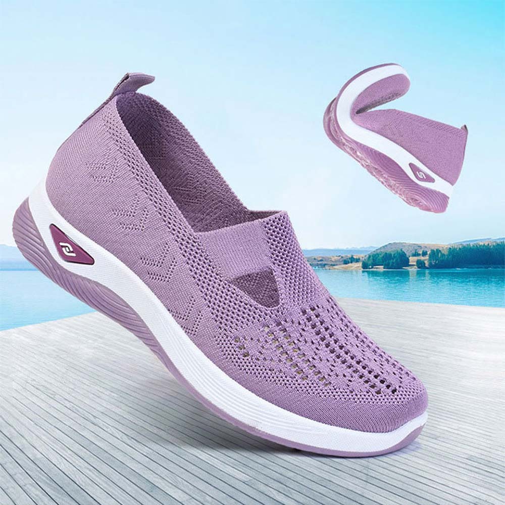 Zapatos informales sin cordones con suela suave tejida para mujer