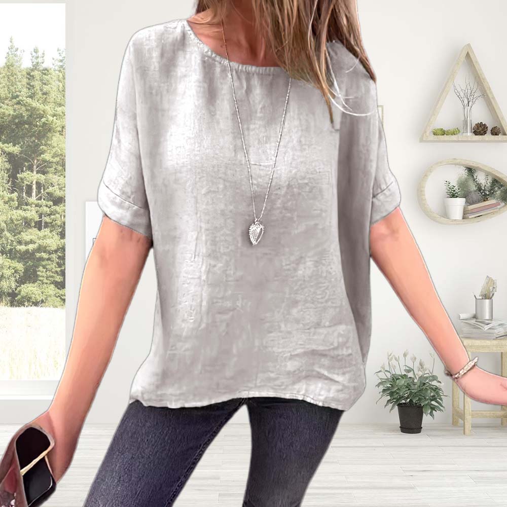 Camisetas de algodón y lino para mujer de verano 2024