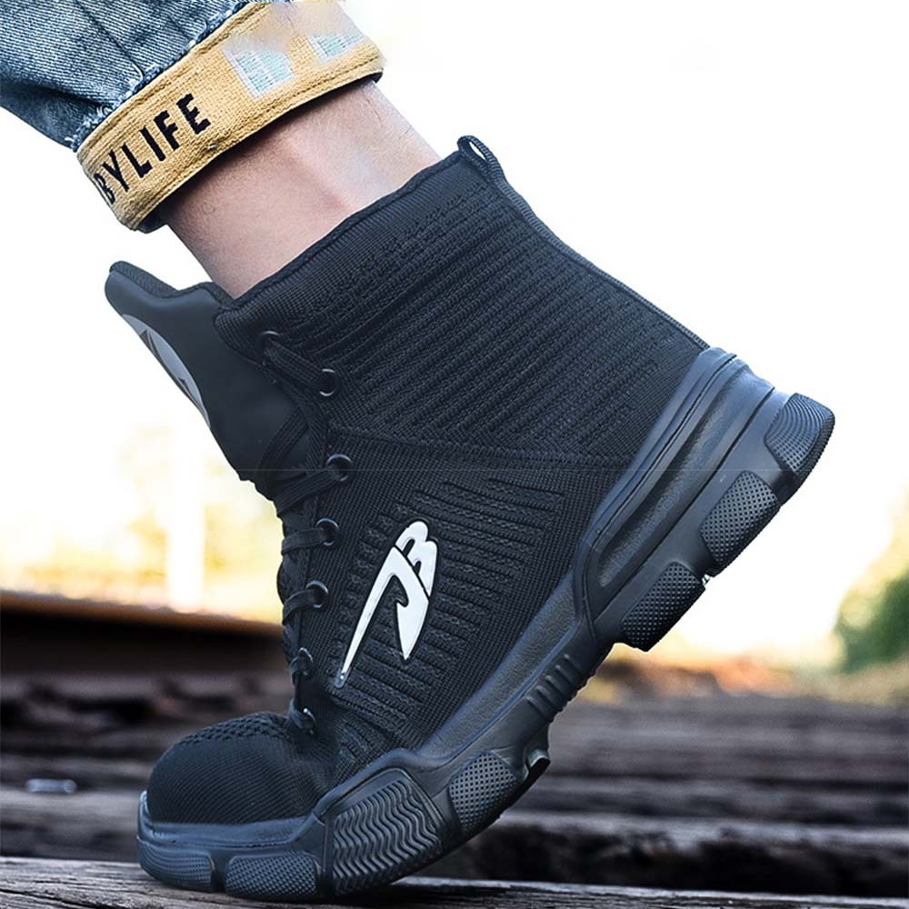 Men's anti-smash and anti-puncture high-top safety shoes