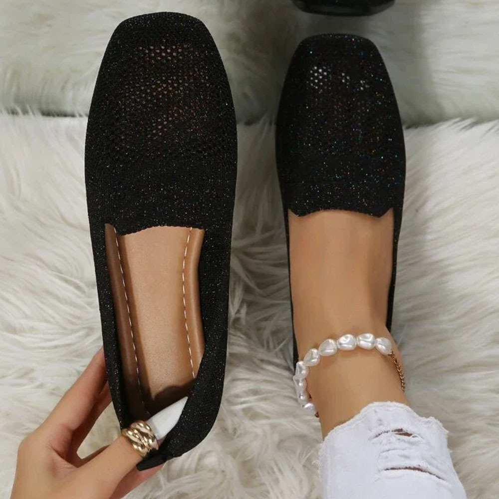 Smiledeer Spring and Autumn Knitted Breathable Flat Casual Shoes for Women