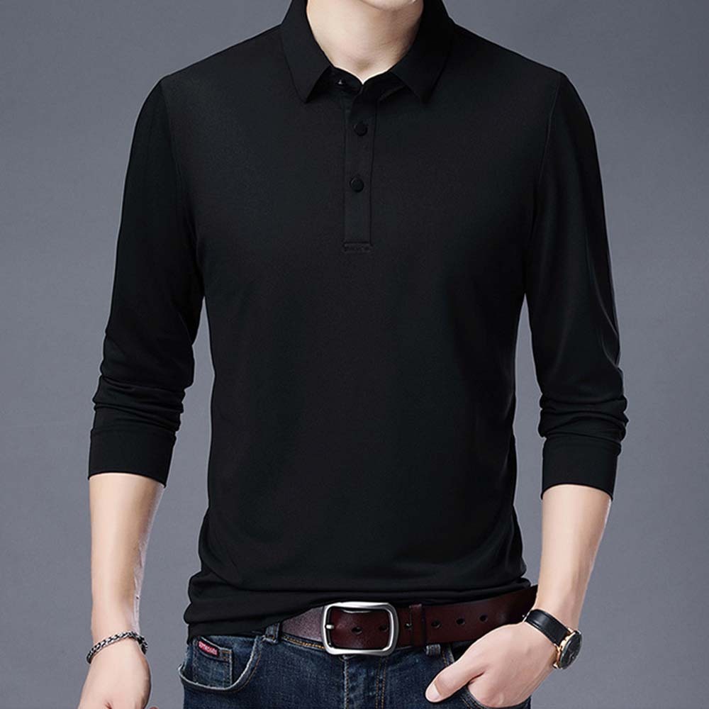 2024 nueva camiseta de manga larga con solapa para hombre