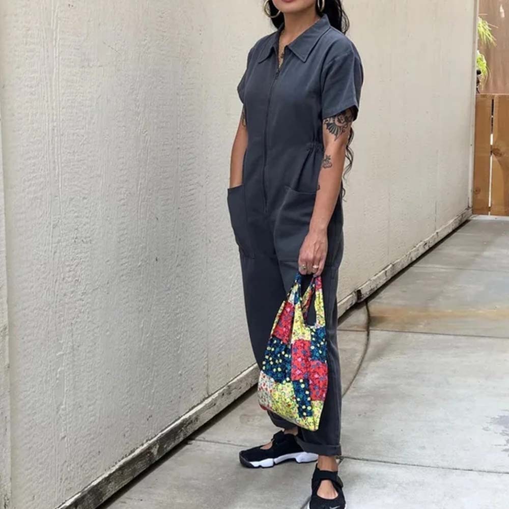 Women's practical multifunctional short-sleeved jumpsuit