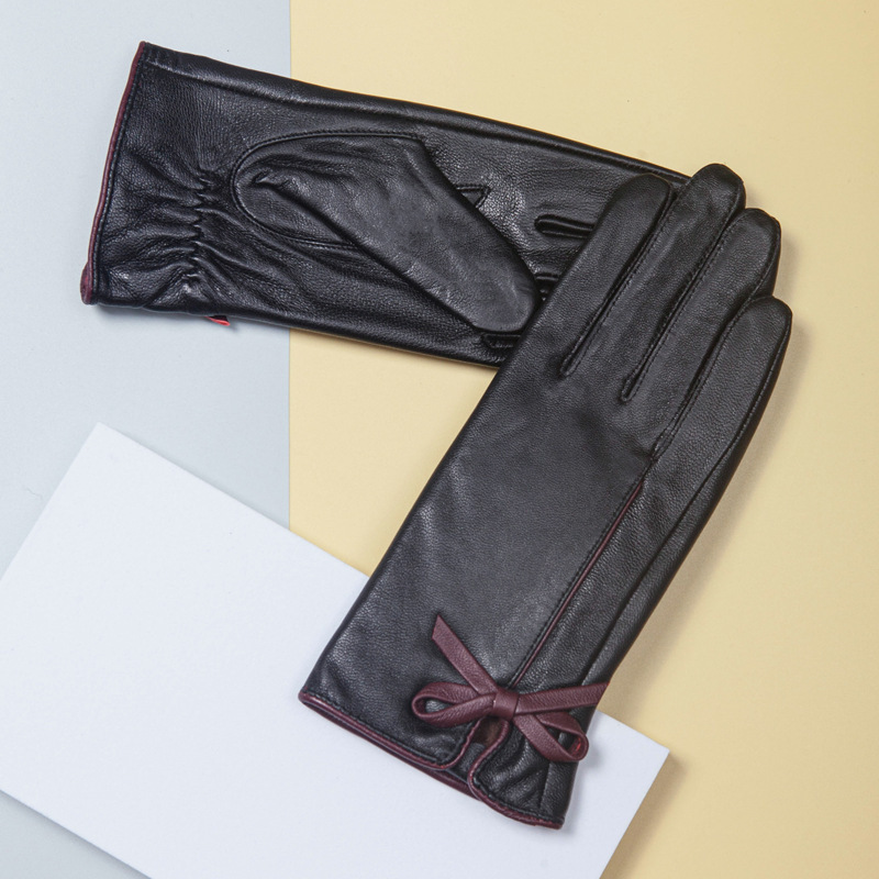 Nuevos guantes de PU con lazo a la moda