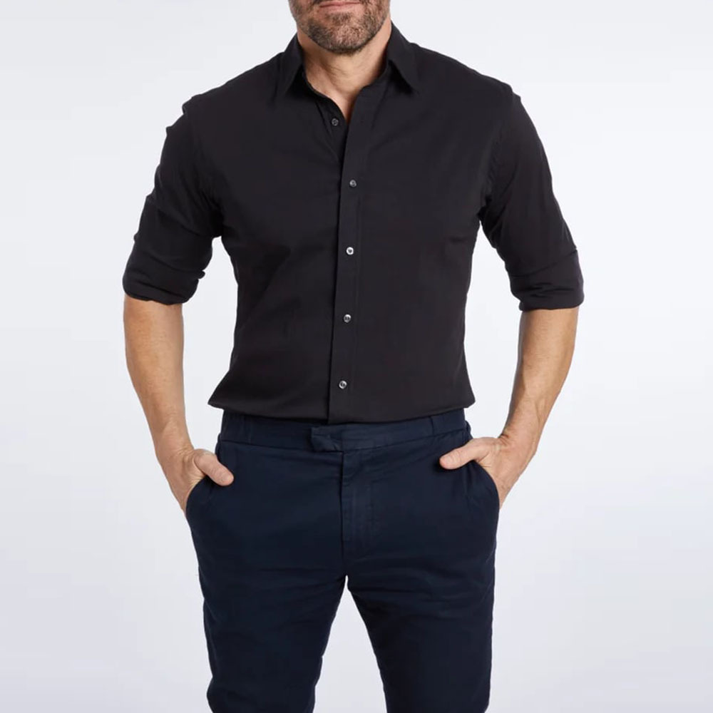 Camisa elástica con cremallera para hombre nueva de primavera