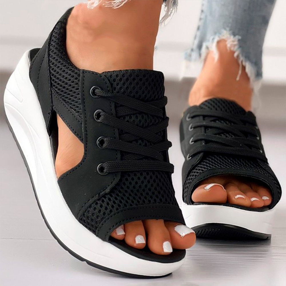 Sandalias deportivas transpirables de malla hueca para mujer