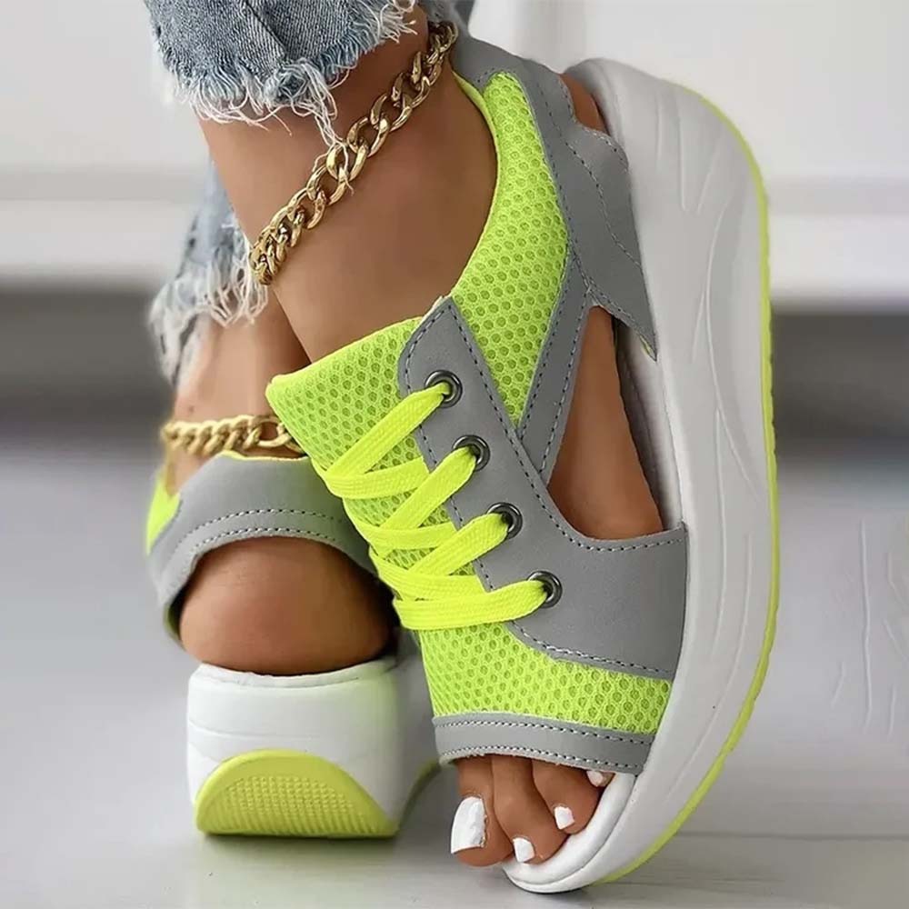 Sandalias deportivas transpirables de malla hueca para mujer