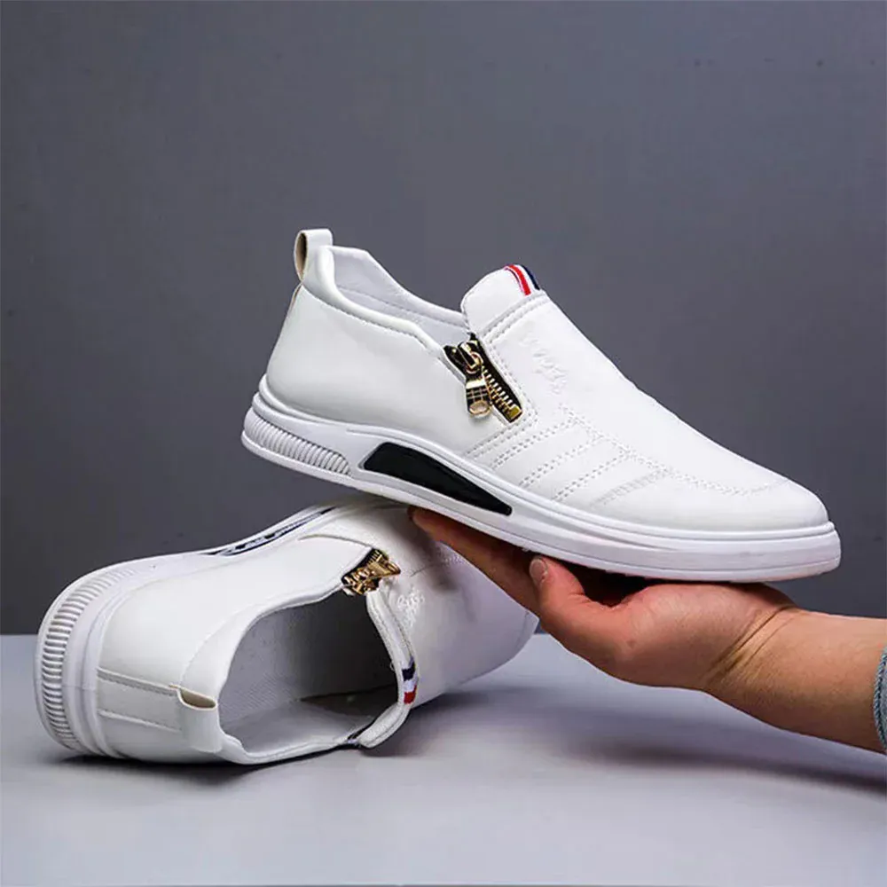 Olivoslindo Mocasines con cremallera de moda transpirable para hombres de estilo británico