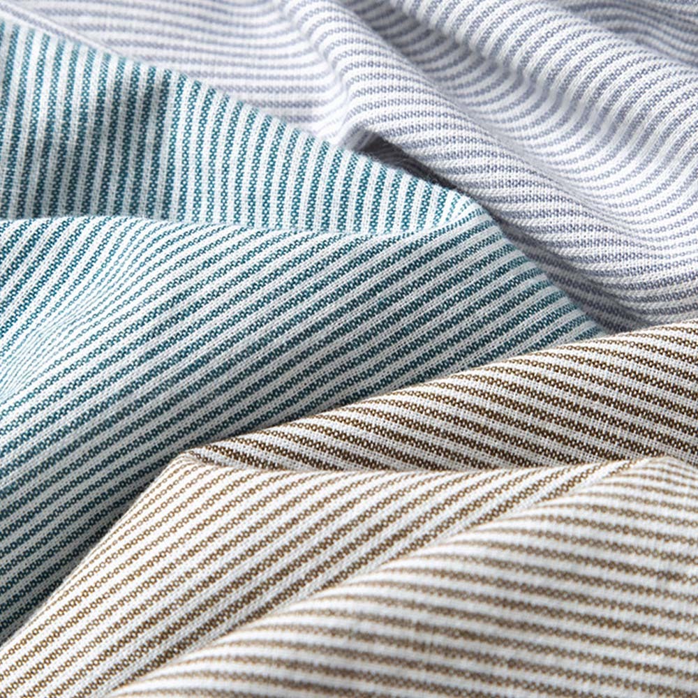 Smiledeer Men's comfortable cotton lapel striped long-sleeve shirt