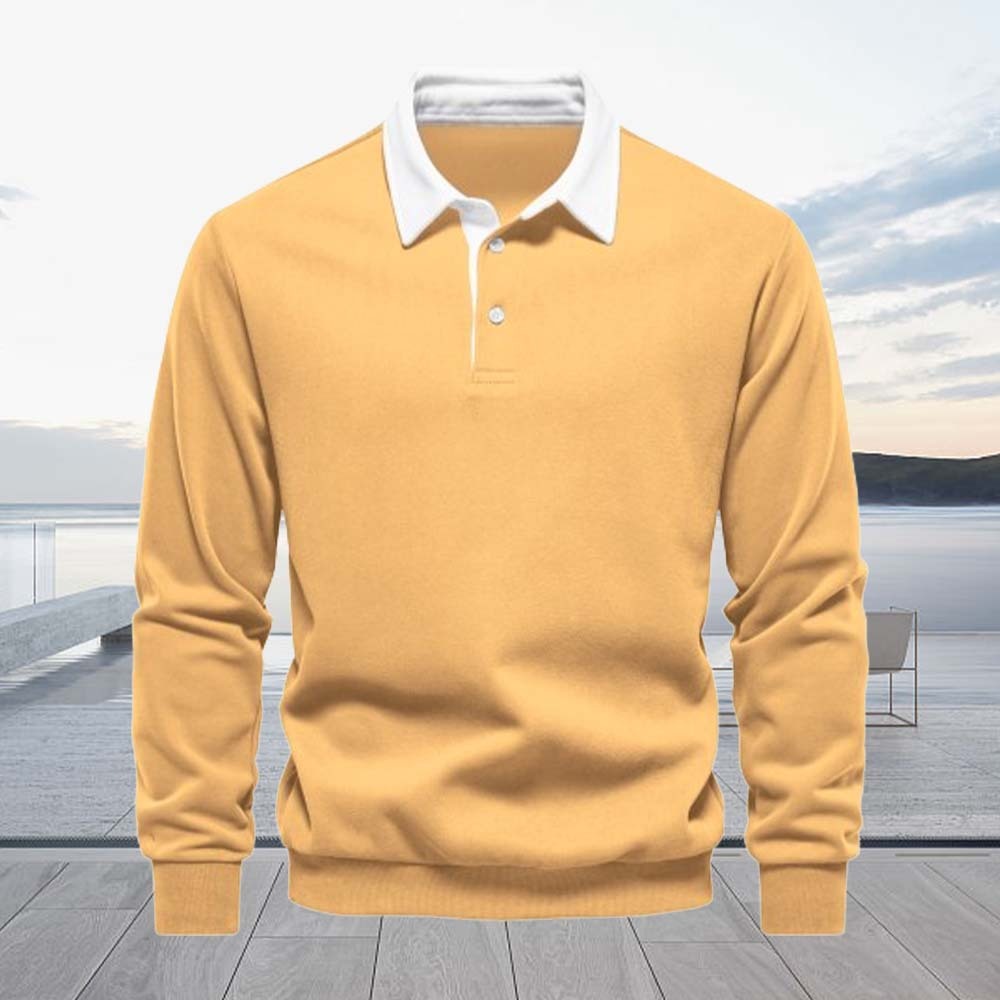 Smiledeer 2024 New men’s long-sleeved Polo shirt casual sweatshirt
