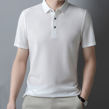 Sparkrhythm Summer new men's mesh ice silk solid color POLO shirt short-sleeved T-shirt