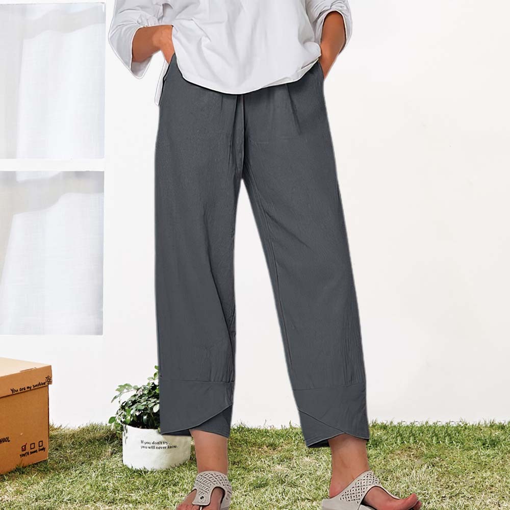 Women's Cotton Linen Loose Wide Leg Pants Casual Pants