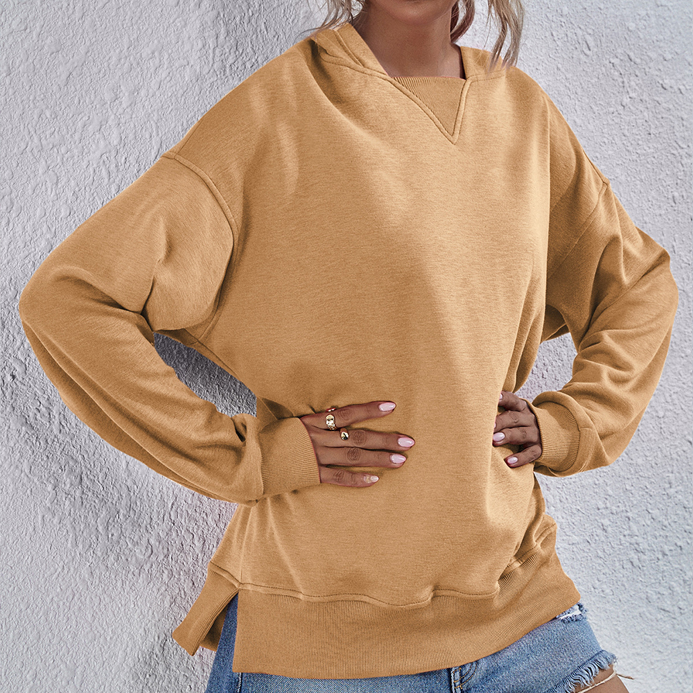 Olivoslindo Sudadera con capucha holgada con capucha de lana casual de color sólido para mujer