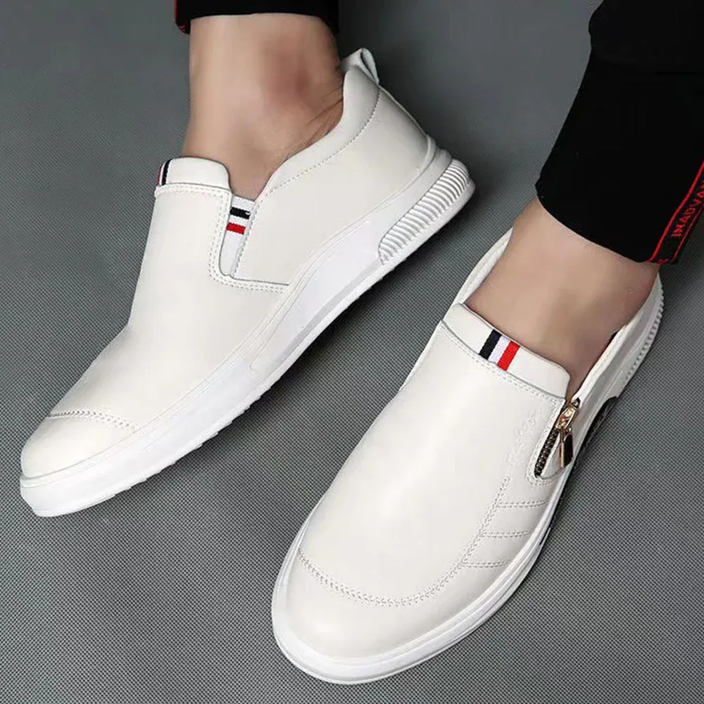 Olivoslindo Mocasines con cremallera de moda transpirable para hombres de estilo británico