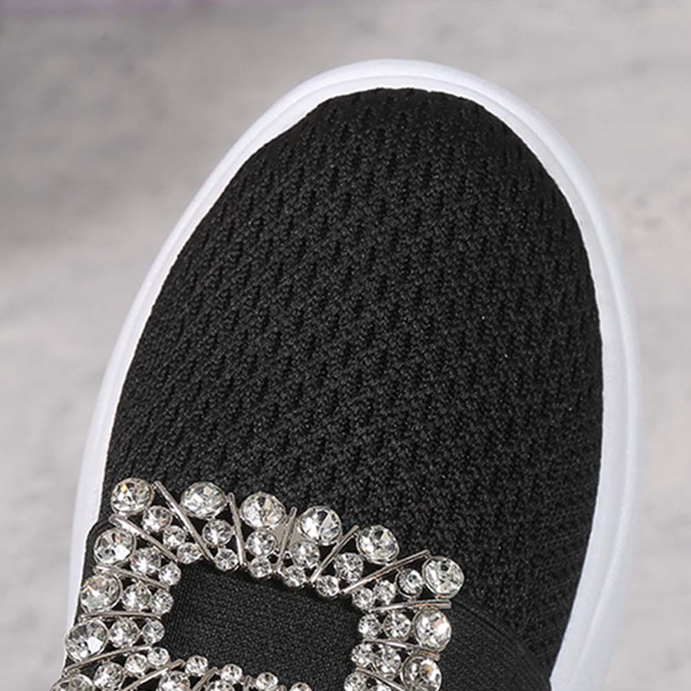 Zapatos de mujer sin cordones con diamantes de imitación y suela gruesa