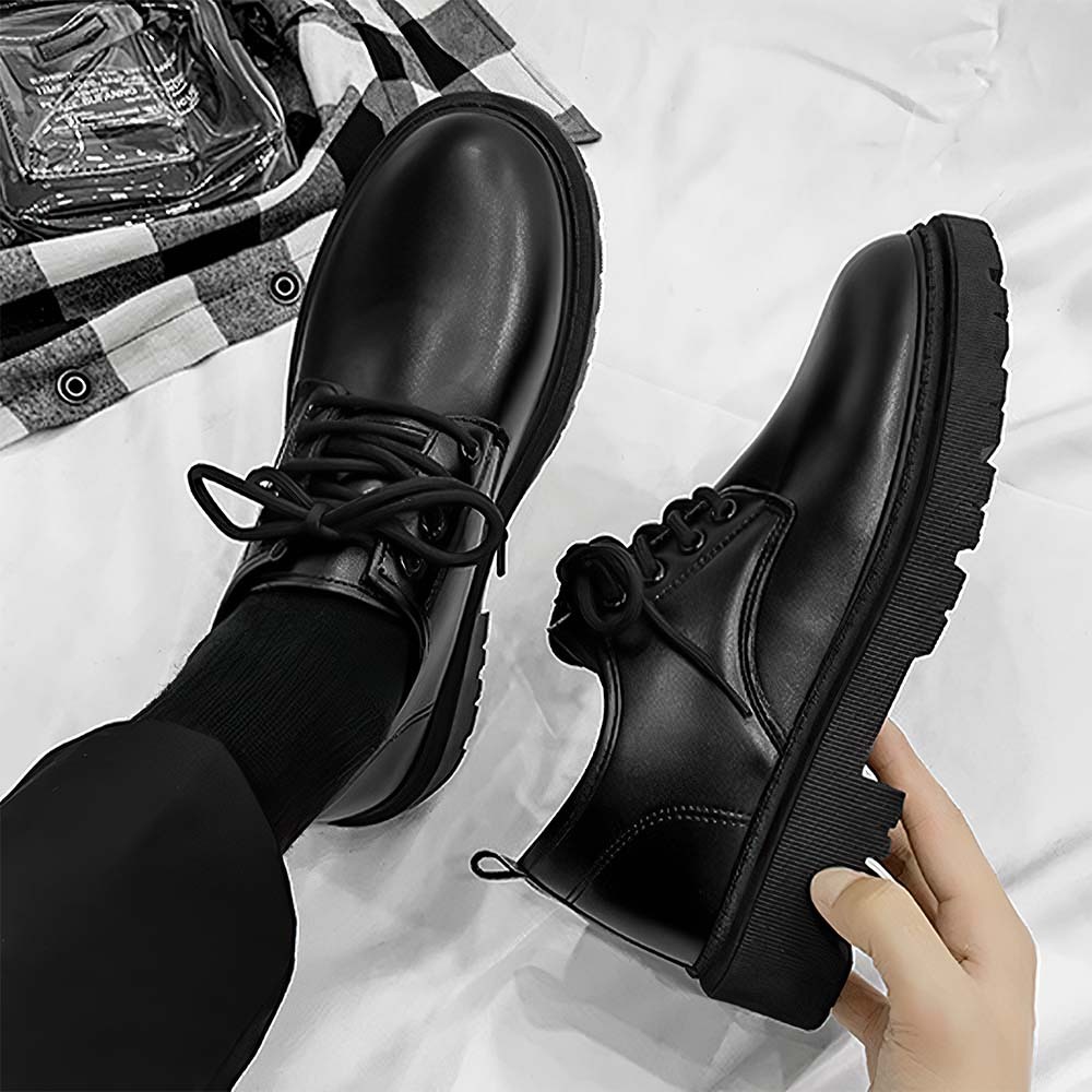 Nuevos zapatos de cuero con cordones de estilo británico para hombre