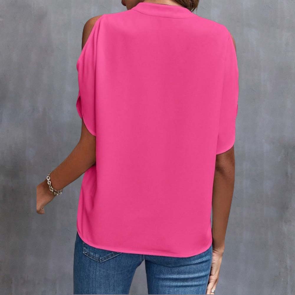 Women's sexy V-neck off-shoulder sleeve top T-shirt