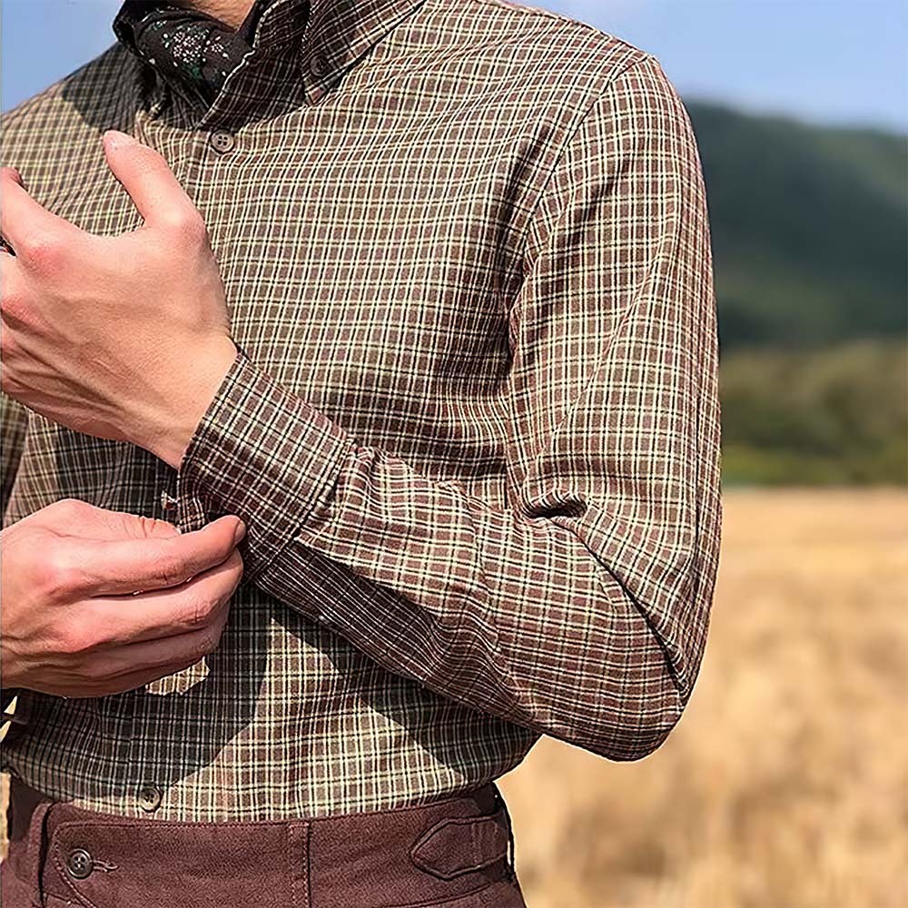 Camisa a rayas retro de primavera y otoño para hombre