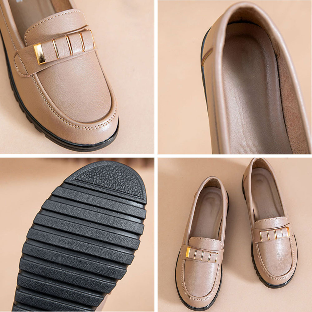 Spring and Autumn Women's Slip-On Leather Flat Loafers