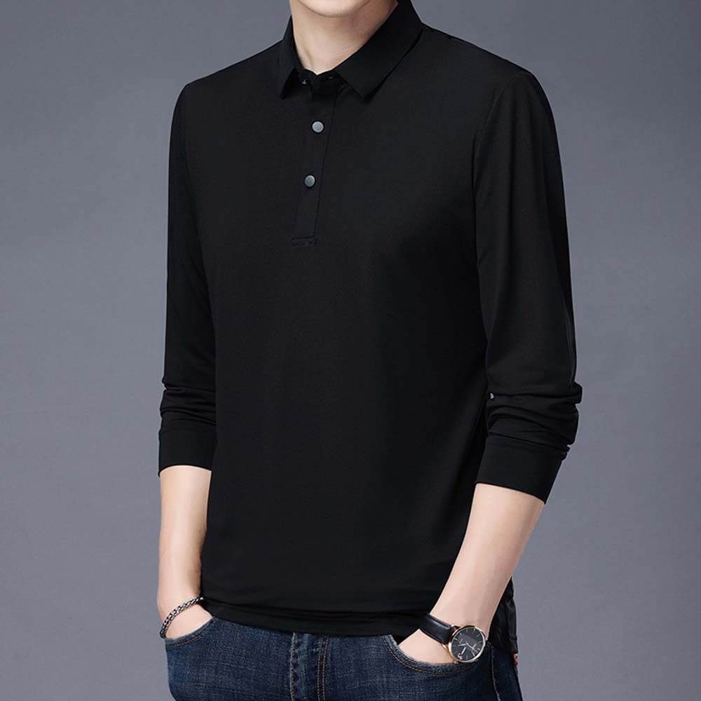 2024 nueva camiseta de manga larga con solapa para hombre