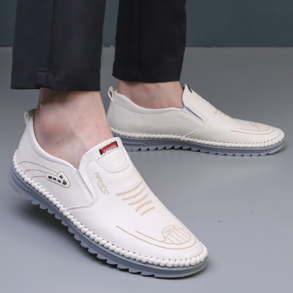 Olivoslindo Nuevos zapatos casuales de cuero con suela de tendón para hombres