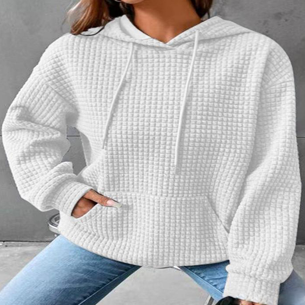 Olivoslindo Jersey de mujer con pespunte gofrado primavera, jersey holgado con capucha y manga larga