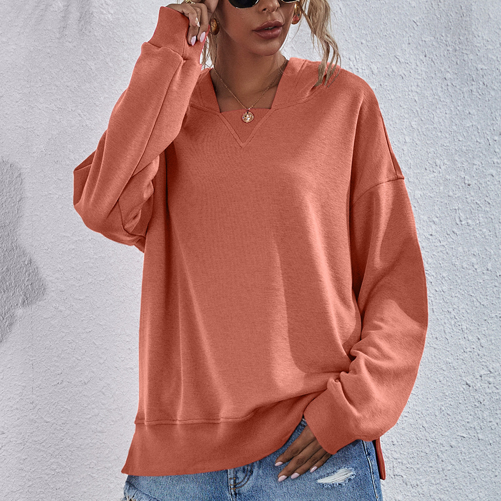 Olivoslindo Sudadera con capucha holgada con capucha de lana casual de color sólido para mujer
