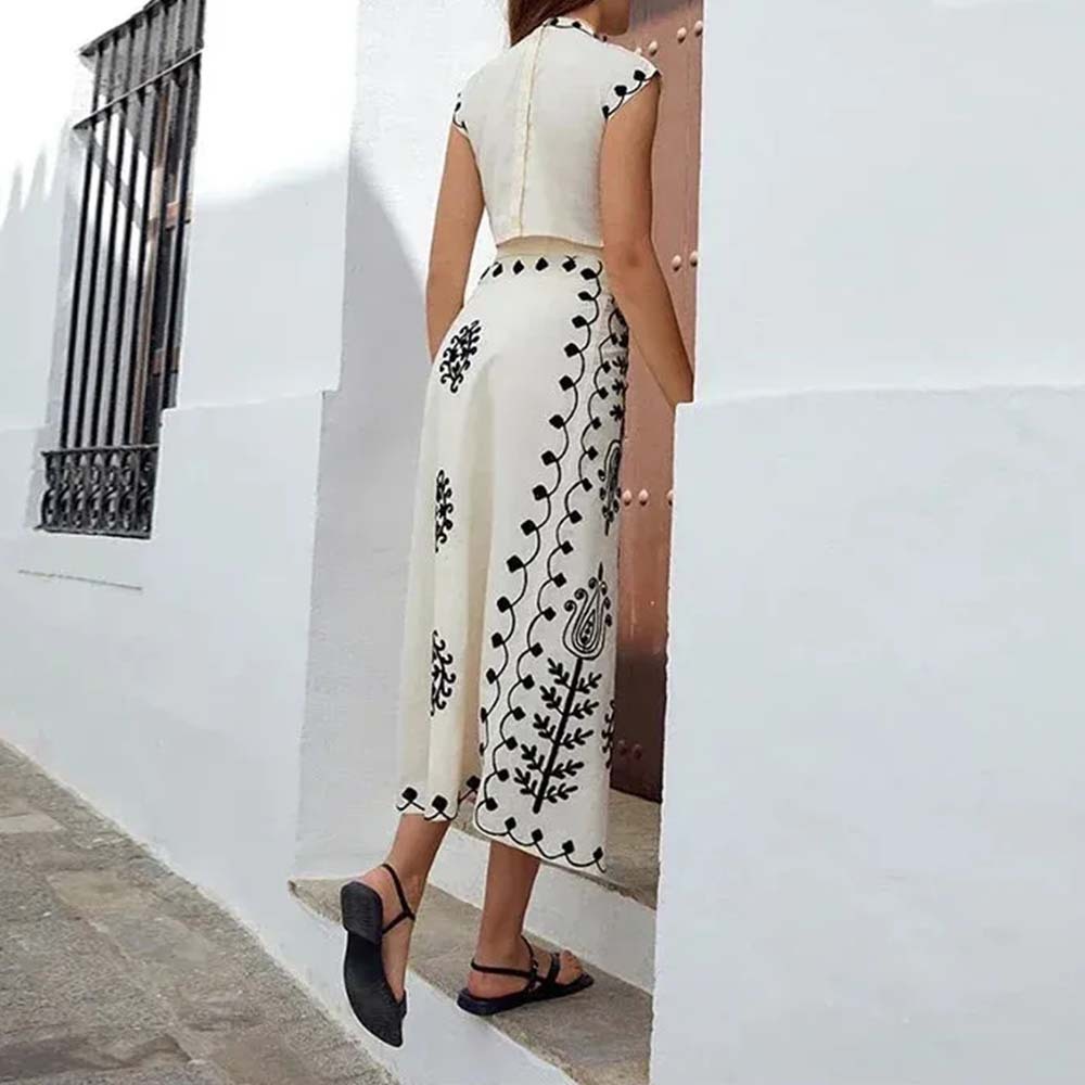 Vestido de dos piezas estampado de verano para mujer