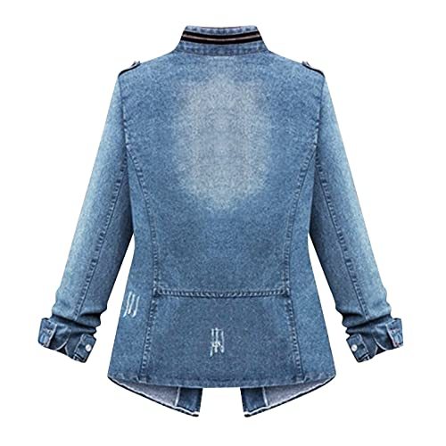 Olivoslindo Chaqueta de mezclilla de cintura delgada para mujer de nueva moda