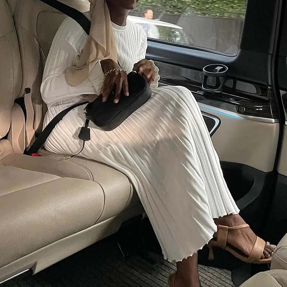 Fashion new long sleeve knitted midi dress