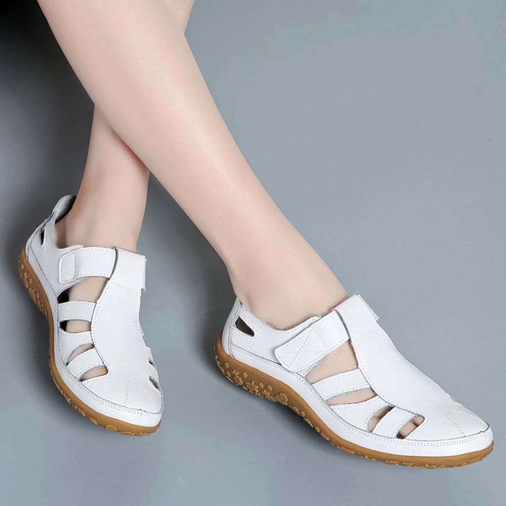 Sandalias de mujer de piel con suela suave y velcro transpirable