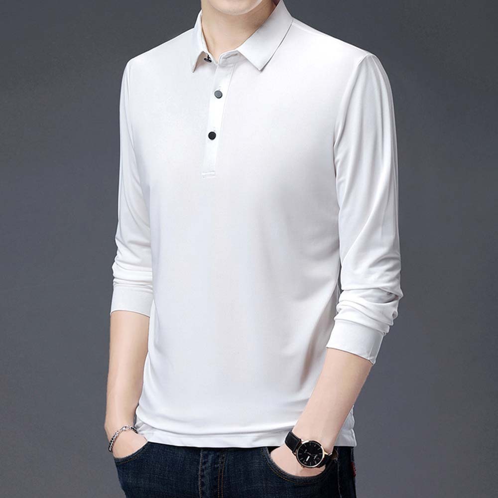 2024 nueva camiseta de manga larga con solapa para hombre