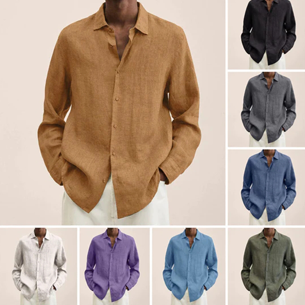 Olivoslindo 2023 nueva camisa de algodón de color sólido para hombre