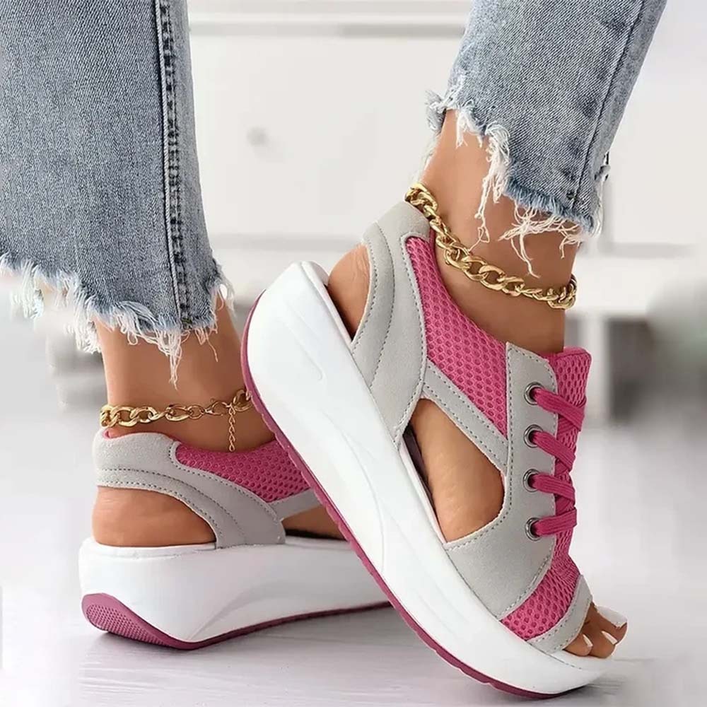 Sandalias deportivas transpirables de malla hueca para mujer