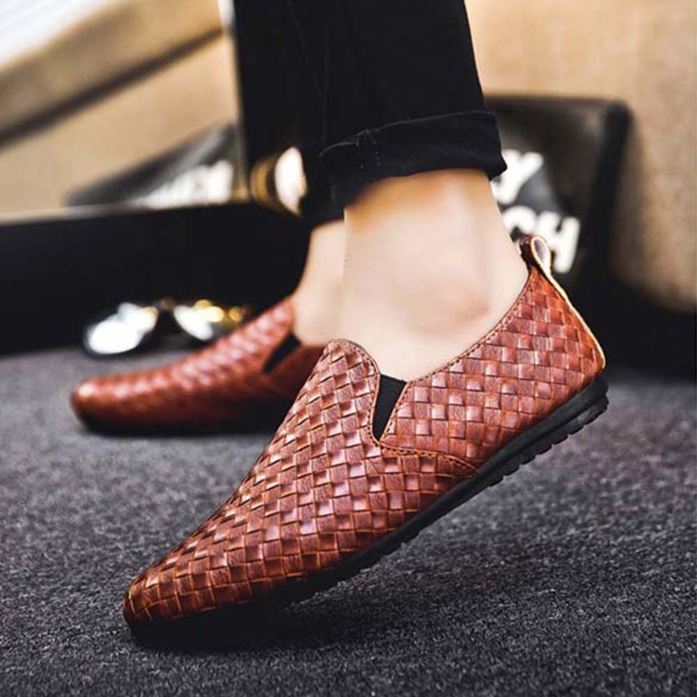 Hojanaranja Mocasines informales sin cordones de piel elástica para hombre