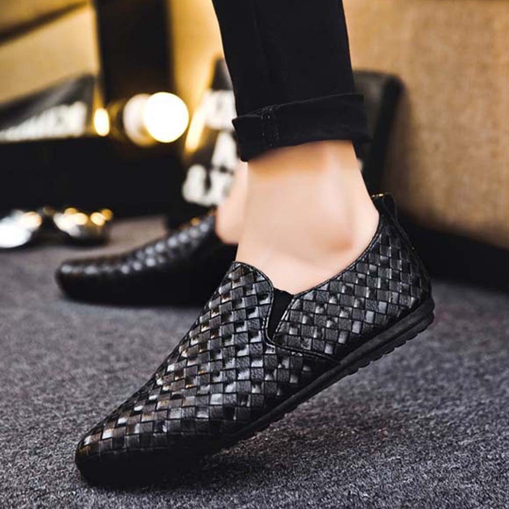 Mocasines informales sin cordones de piel elástica para hombre