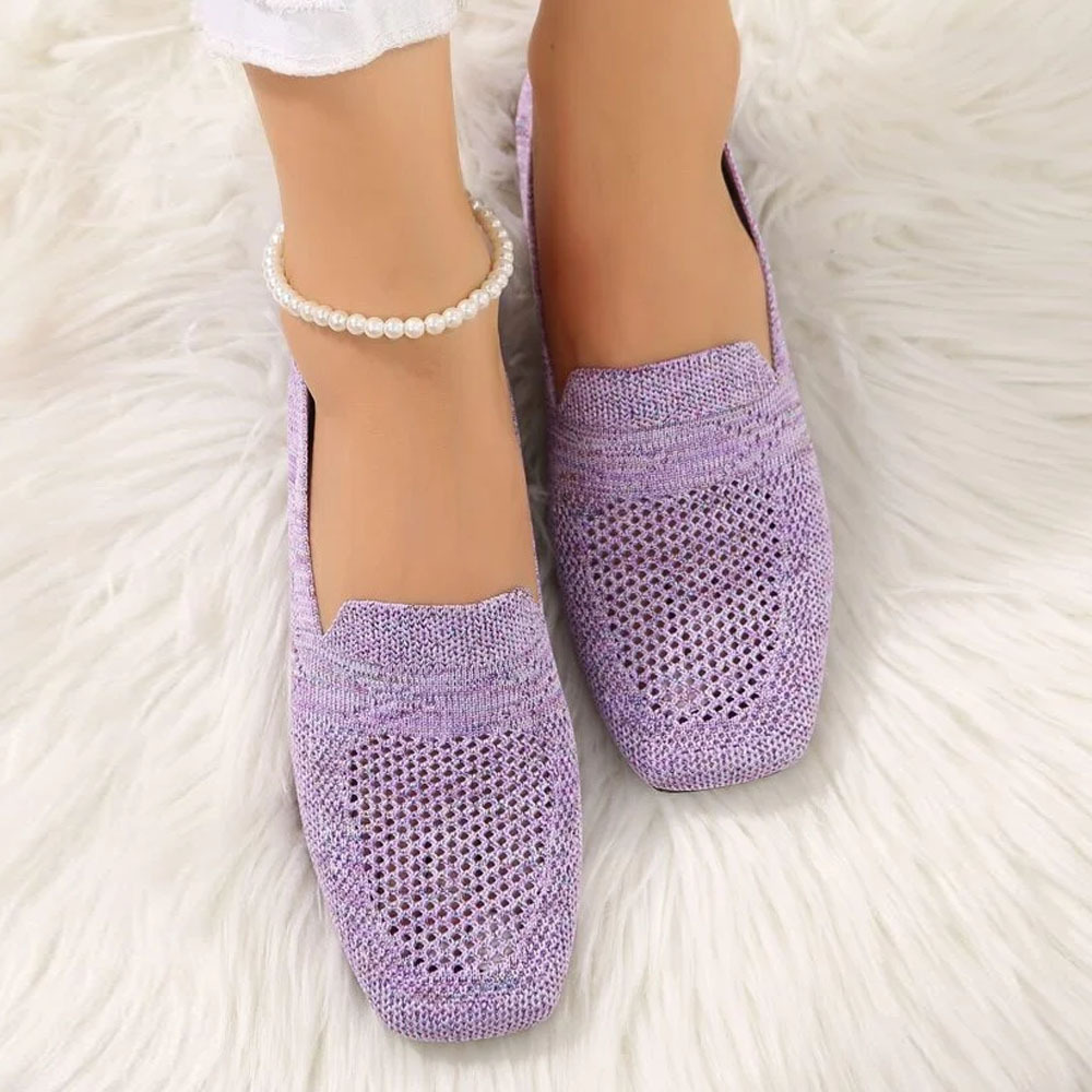 Smiledeer Spring and Autumn Knitted Breathable Flat Casual Shoes for Women