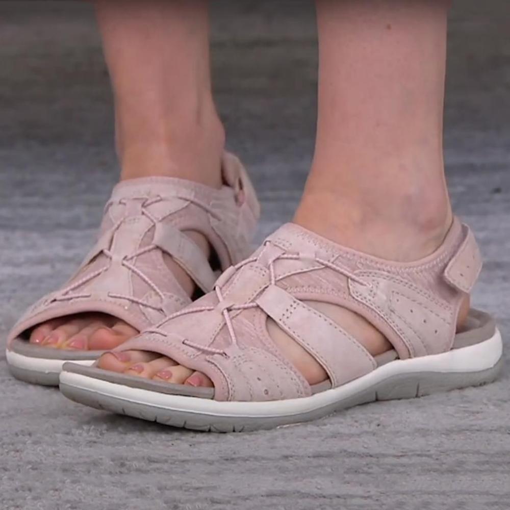 Sandalias de suela suave elásticas de color liso para mujer