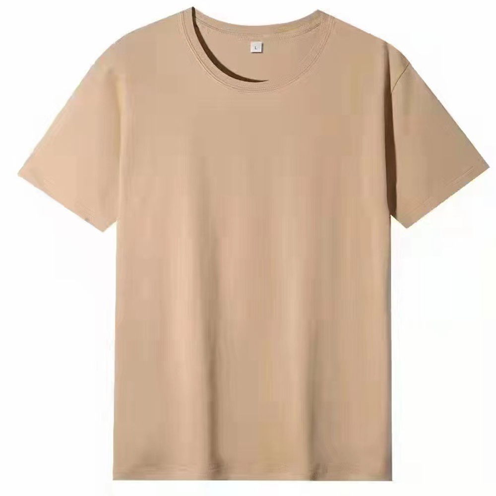 Olivoslindo Camiseta de manga corta con cuello redondo de algodón de seda helada para hombre