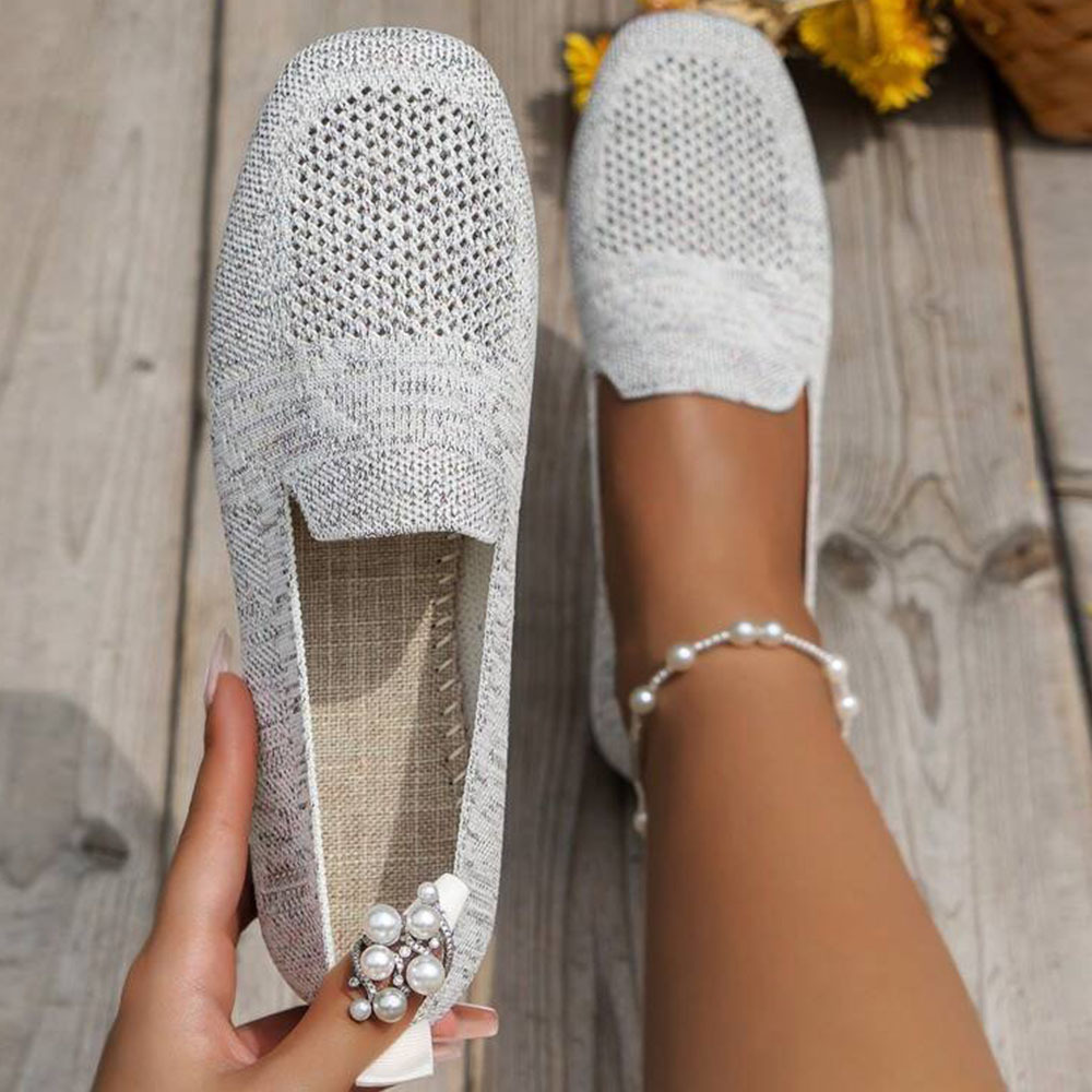 Smiledeer Spring and Autumn Knitted Breathable Flat Casual Shoes for Women
