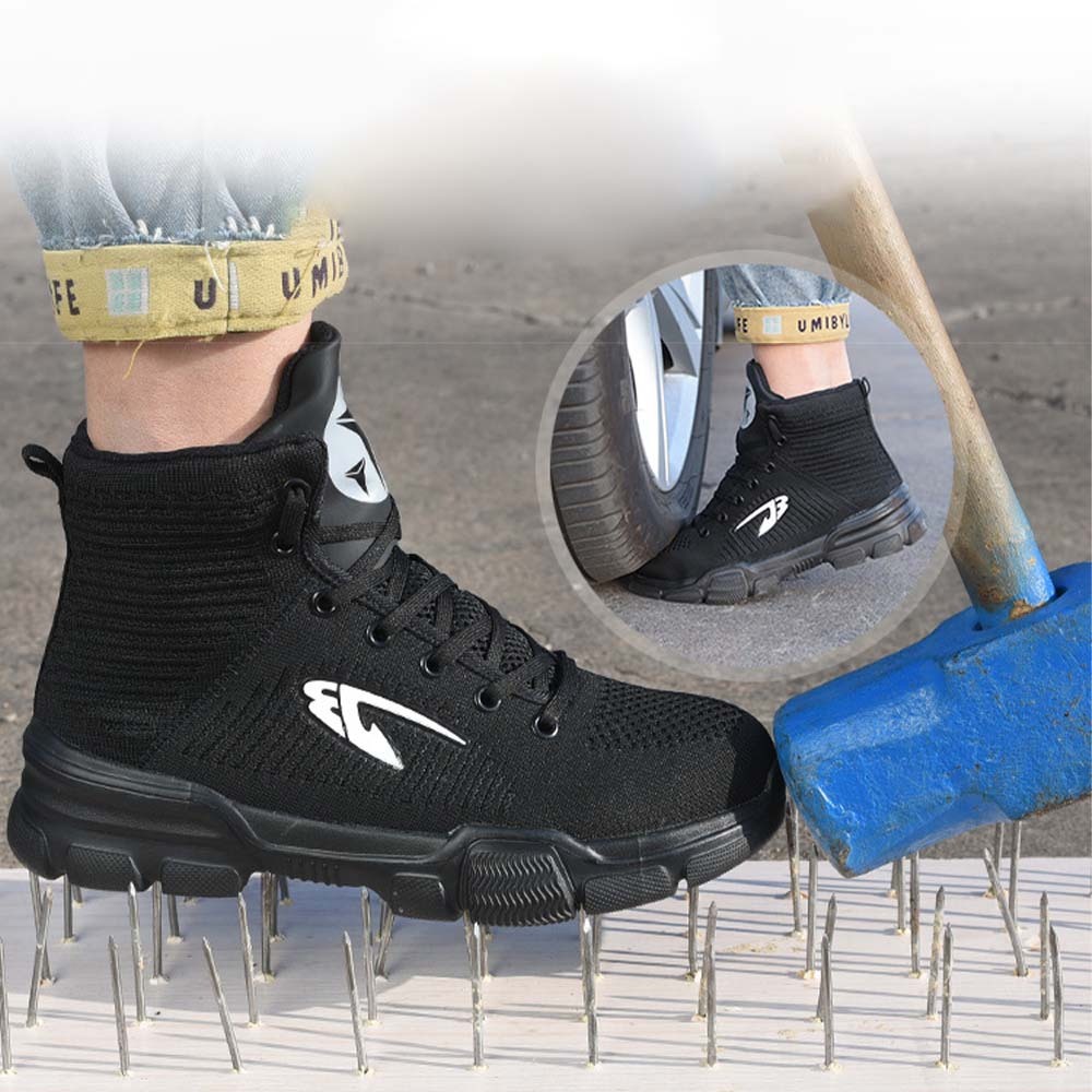 Men's anti-smash and anti-puncture high-top safety shoes